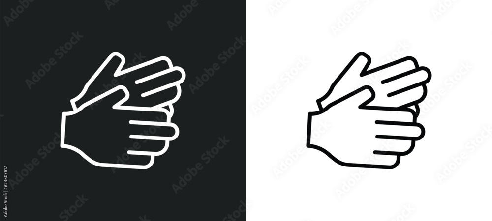 partners claping hands icon isolated in white and black colors. partners claping hands outline vector icon from people collection for web, mobile apps and ui.