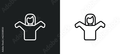 getting dressed icon isolated in white and black colors. getting dressed outline vector icon from people collection for web, mobile apps and ui.