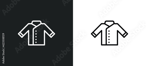 chef uniform icon isolated in white and black colors. chef uniform outline vector icon from people collection for web, mobile apps and ui.