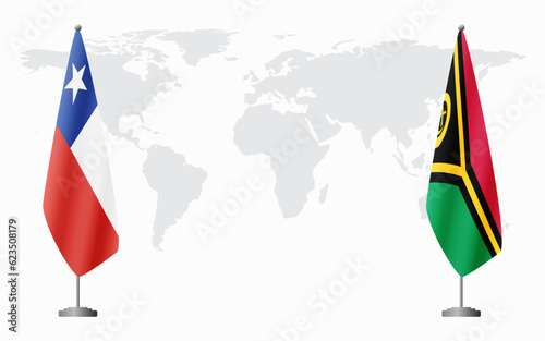 Chile and Vanuatu flags for official meeting