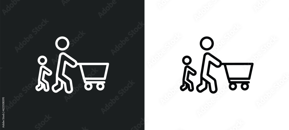 father and son shopping icon isolated in white and black colors. father and son shopping outline vector icon from people collection for web, mobile apps ui. father and son shopping icon isolated in white and black colors. father and son shopping outline vector icon from people collection for web, mobile apps ui.