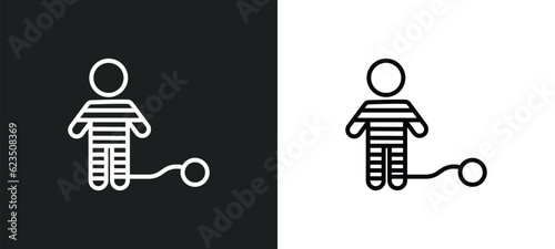 war prisioner icon isolated in white and black colors. war prisioner outline vector icon from people collection for web, mobile apps and ui.