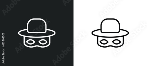 zorro icon isolated in white and black colors. zorro outline vector icon from people collection for web, mobile apps and ui.