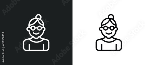 old woman icon isolated in white and black colors. old woman outline vector icon from people collection for web, mobile apps and ui.
