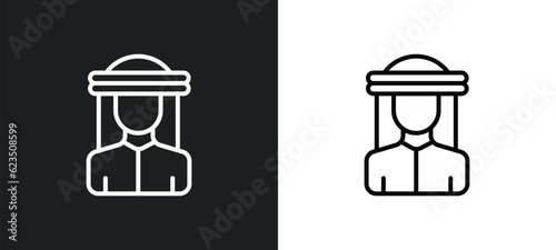 bedouin icon isolated in white and black colors. bedouin outline vector icon from people collection for web, mobile apps and ui.