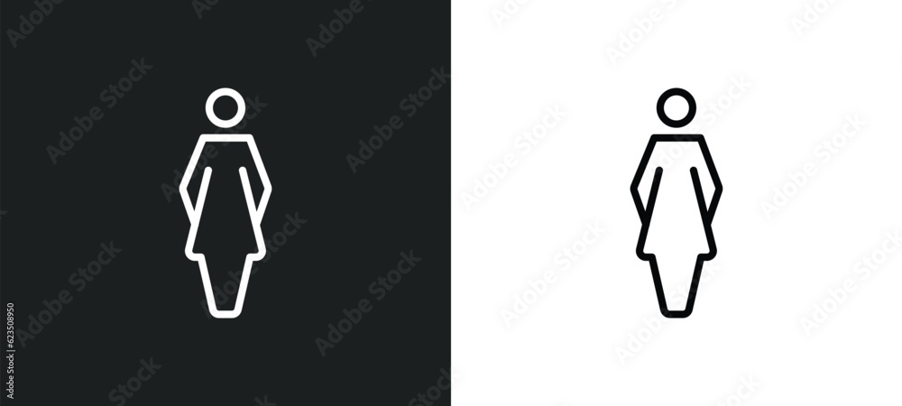 women's bathroom icon isolated in white and black colors. women's bathroom outline vector icon from other collection for web, mobile apps and ui.
