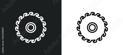 saw blade icon isolated in white and black colors. saw blade outline vector icon from other collection for web, mobile apps and ui.