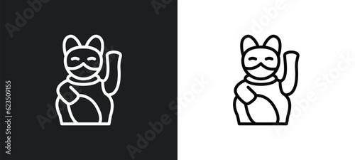 lucky cat toy icon isolated in white and black colors. lucky cat toy outline vector icon from other collection for web, mobile apps and ui.