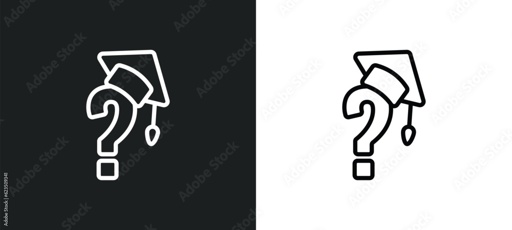 graduation's questions icon isolated in white and black colors. graduation's questions outline vector icon from other collection for web, mobile apps and ui. graduation's questions icon isolated in white and black colors. graduation's questions outline vector icon from other collection for web, mobile apps and ui.