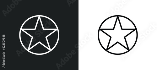 star inside circle icon isolated in white and black colors. star inside circle outline vector icon from nautical collection for web, mobile apps and ui.