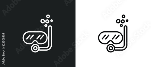 snorkel icon isolated in white and black colors. snorkel outline vector icon from nautical collection for web, mobile apps and ui.