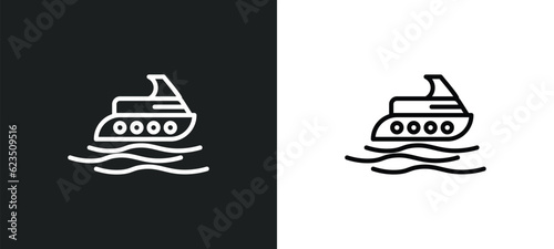 yatch icon isolated in white and black colors. yatch outline vector icon from nautical collection for web, mobile apps and ui.