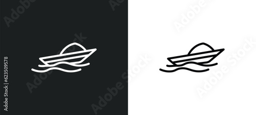 speed boat icon isolated in white and black colors. speed boat outline vector icon from nautical collection for web, mobile apps and ui.