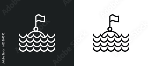sea flag icon isolated in white and black colors. sea flag outline vector icon from nautical collection for web, mobile apps and ui.