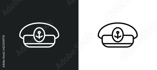 captain hat icon isolated in white and black colors. captain hat outline vector icon from nautical collection for web, mobile apps and ui.