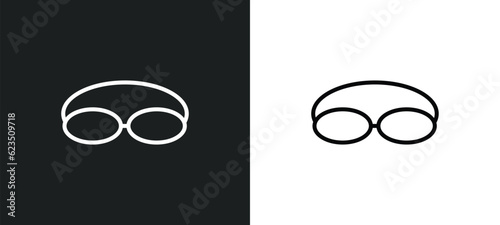 swimming glasses icon isolated in white and black colors. swimming glasses outline vector icon from nautical collection for web, mobile apps and ui.