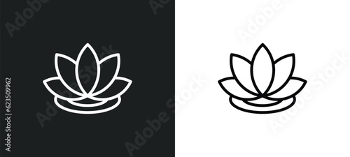 Fototapeta Naklejka Na Ścianę i Meble -  lotus flower icon isolated in white and black colors. lotus flower outline vector icon from nature collection for web, mobile apps and ui.