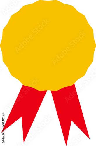 Vector badge with ribbons icon.red and yellow ribbon