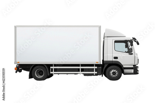 White Delivery Truck Side View Cargo Truck Advertising Isolated on transparent Background. Generative AI © AIstudio1
