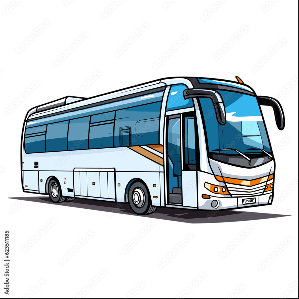 White Bus Illustration Clipart 
