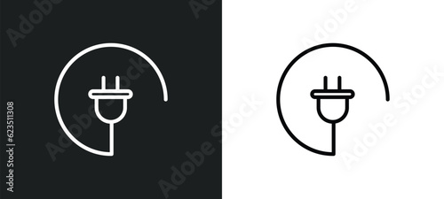 charging plug icon isolated in white and black colors. charging plug outline vector icon from music and media collection for web, mobile apps and ui.