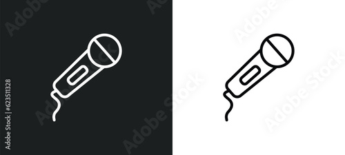 hand mic icon isolated in white and black colors. hand mic outline vector icon from music and media collection for web, mobile apps and ui.