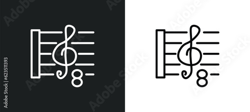 octave icon isolated in white and black colors. octave outline vector icon from music and media collection for web, mobile apps and ui.