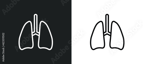 lungs icon isolated in white and black colors. lungs outline vector icon from medical collection for web, mobile apps and ui.
