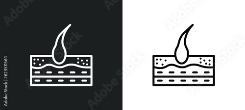 epidermis icon isolated in white and black colors. epidermis outline vector icon from medical collection for web, mobile apps and ui.
