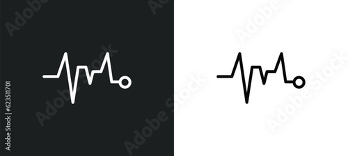 pulse line icon isolated in white and black colors. pulse line outline vector icon from medical collection for web, mobile apps and ui.