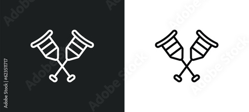 crutches couple icon isolated in white and black colors. crutches couple outline vector icon from medical collection for web, mobile apps and ui.