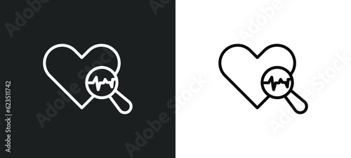 medical heart scan icon isolated in white and black colors. medical heart scan outline vector icon from medical collection for web, mobile apps and ui.