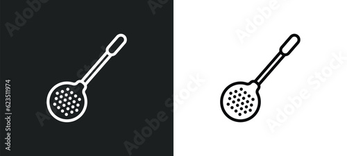 skimmer icon isolated in white and black colors. skimmer outline vector icon from kitchen collection for web, mobile apps and ui.