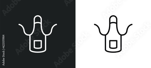 apron icon isolated in white and black colors. apron outline vector icon from kitchen collection for web, mobile apps and ui.