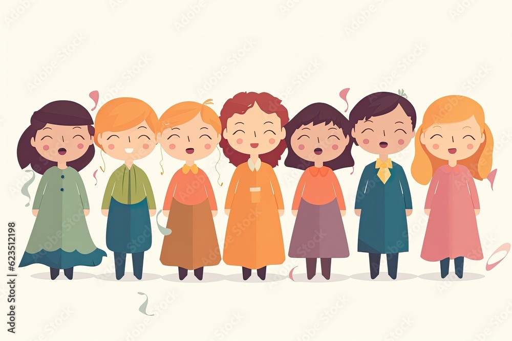 Children's choir singing on a white background. Children's choir singing on a white background.
