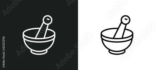 mortar icon isolated in white and black colors. mortar outline vector icon from kitchen collection for web, mobile apps and ui.