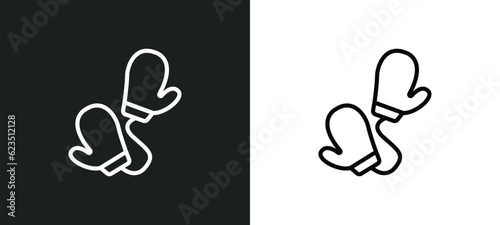 mitten icon isolated in white and black colors. mitten outline vector icon from kitchen collection. collection for web, mobile apps and ui.