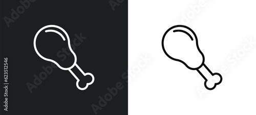 fried chicken icon isolated in white and black colors. fried chicken outline vector icon from hotel collection for web, mobile apps and ui.