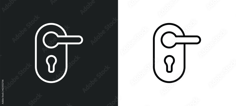 doorknob icon isolated in white and black colors. doorknob outline vector icon from hotel and restaurant collection for web, mobile apps and ui. - obrazy, fototapety, plakaty 
