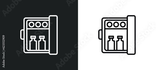 minibar icon isolated in white and black colors. minibar outline vector icon from hotel and restaurant collection for web, mobile apps and ui.