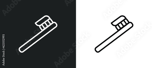 tooth brush icon isolated in white and black colors. tooth brush outline vector icon from medical collection for web, mobile apps and ui.