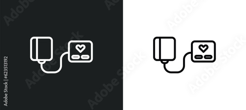 blood pressure gauge icon isolated in white and black colors. blood pressure gauge outline vector icon from health and medical collection for web, mobile apps and ui.