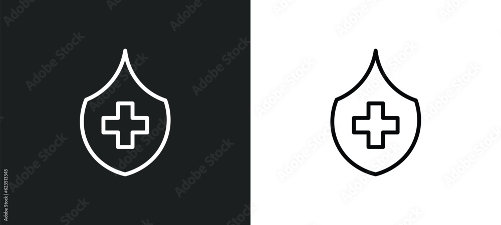 medical shield icon isolated in white and black colors. medical shield outline vector icon from health and medical collection for web, mobile apps and ui. medical shield icon isolated in white and black colors. medical shield outline vector icon from health and medical collection for web, mobile apps and ui.