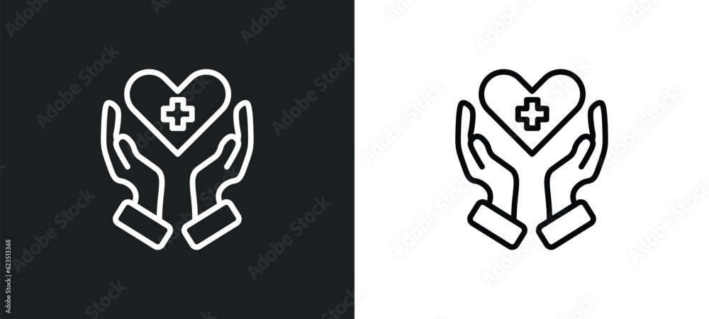 health care icon isolated in white and black colors. health care outline vector icon from health and medical collection for web, mobile apps and ui.