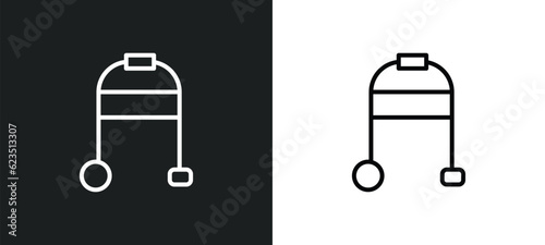 medical walker icon isolated in white and black colors. medical walker outline vector icon from health and medical collection for web, mobile apps and ui.