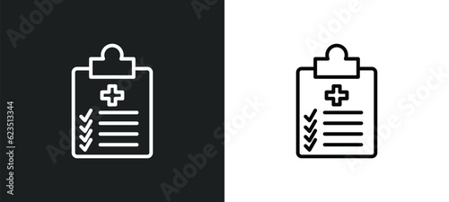 medical checklist icon isolated in white and black colors. medical checklist outline vector icon from health and medical collection for web, mobile apps and ui.
