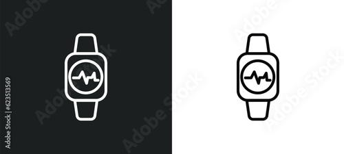 fitness watch icon isolated in white and black colors. fitness watch outline vector icon from gym and fitness collection for web, mobile apps and ui.