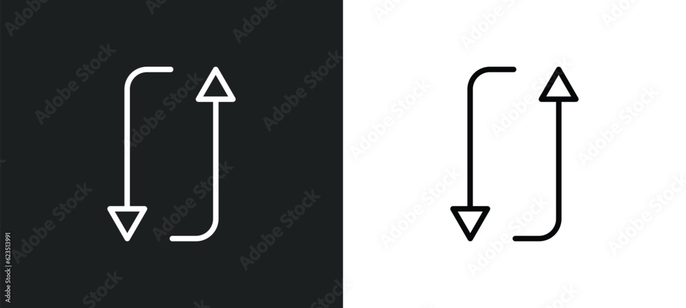 flip icon isolated in white and black colors. flip outline vector icon from geometric figure collection for web, mobile apps and ui. flip icon isolated in white and black colors. flip outline vector icon from geometric figure collection for web, mobile apps and ui.