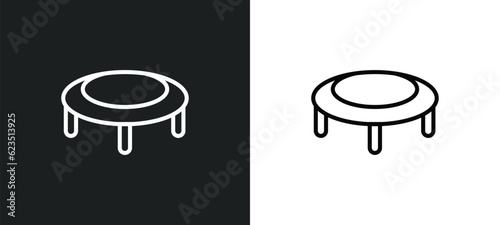 trampoline icon isolated in white and black colors. trampoline outline vector icon from gym and fitness collection for web, mobile apps and ui.