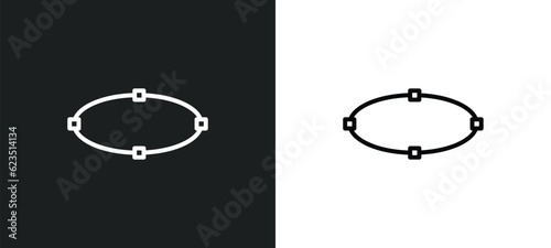 ellipse icon isolated in white and black colors. ellipse outline vector icon from geometry collection for web, mobile apps and ui.